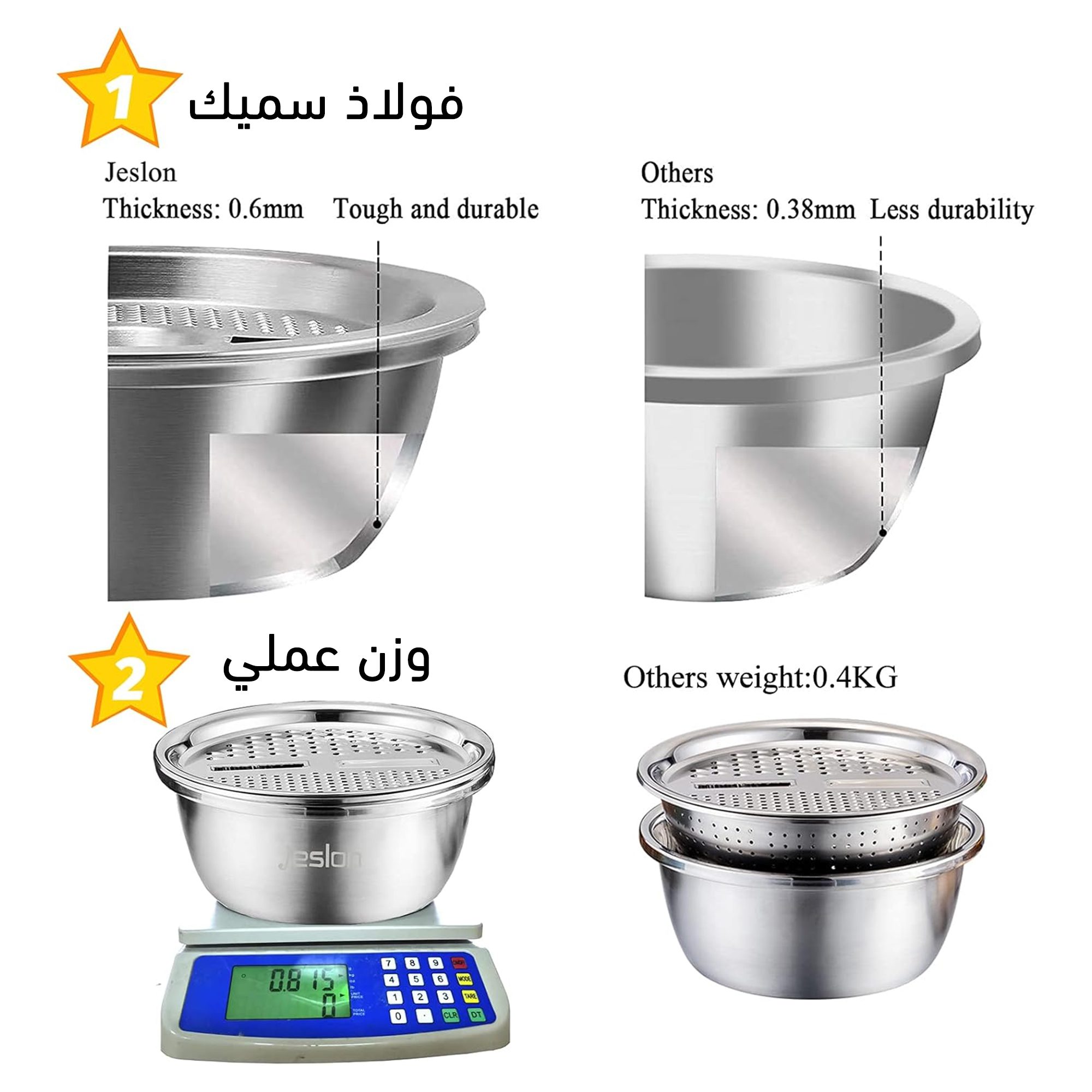 قطاعة خضروات ومبشرة للمطبخ 3*1 الصورة 5