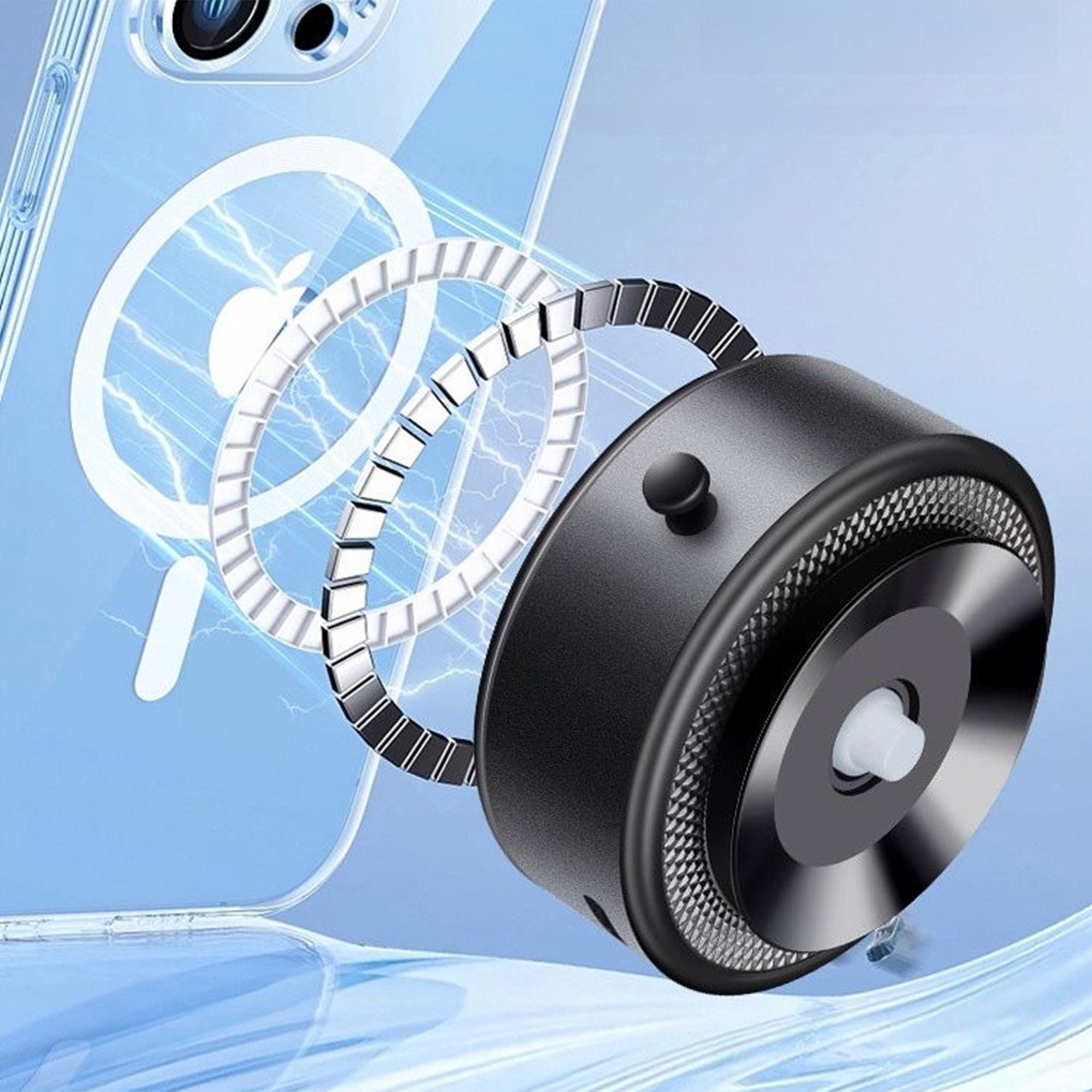 • حامل وشاحن هاتف مغناطيسي يعمل بالشفط