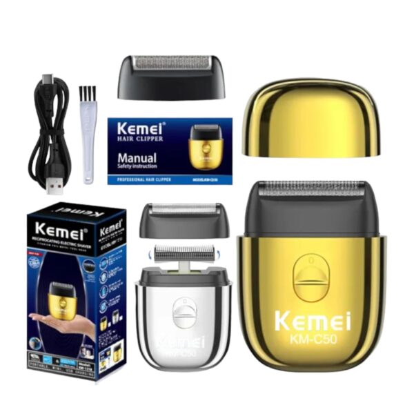 ماكينة حلاقة كهربائية KM C50 صغيرة محمولة مزودة بثلاث شفرات