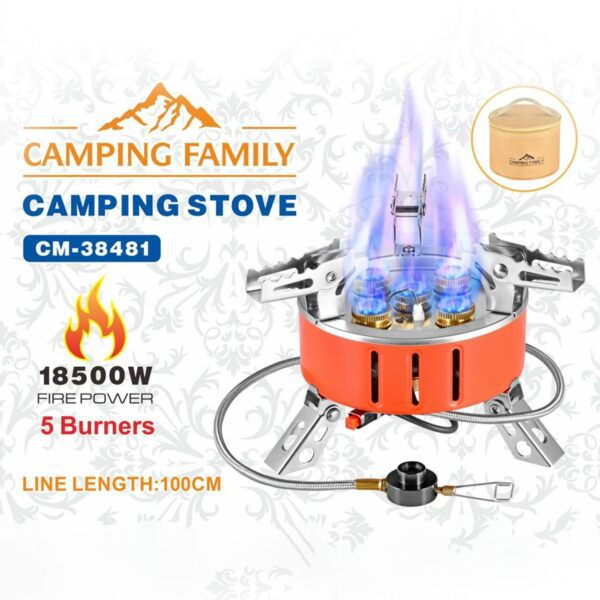 موقد غاز 5 عين للتخييم بضمان عامين