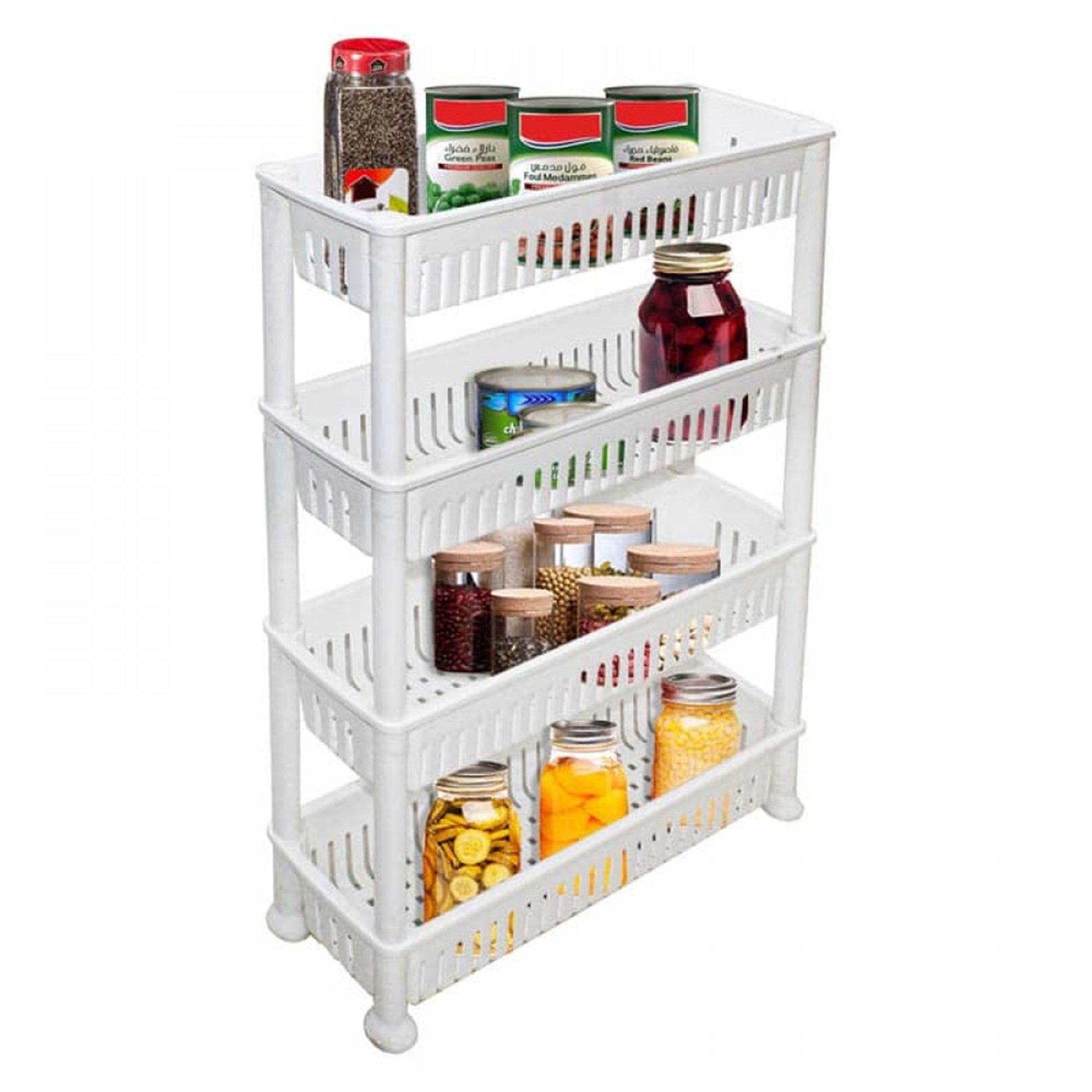 عربة تخزين منزلقة من اربعة دور متحركة الصورة 6