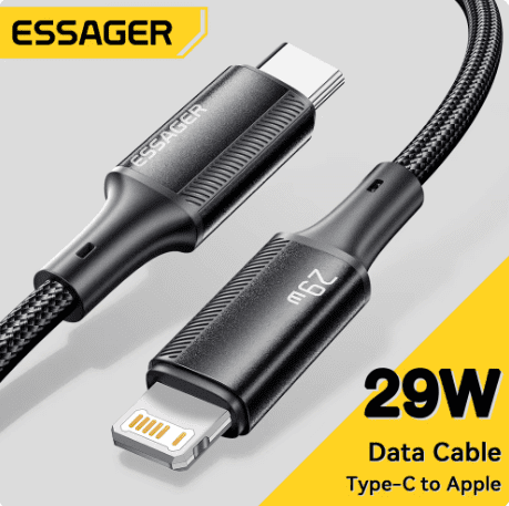 • كابل Essager USB C لهاتف IPhone 14 13 12 11 pro Max 8 Plus 20 واط كابل شحن سريع من النوع C إلى سلك تاريخ الإضاءة لجهاز iPad Macbook
