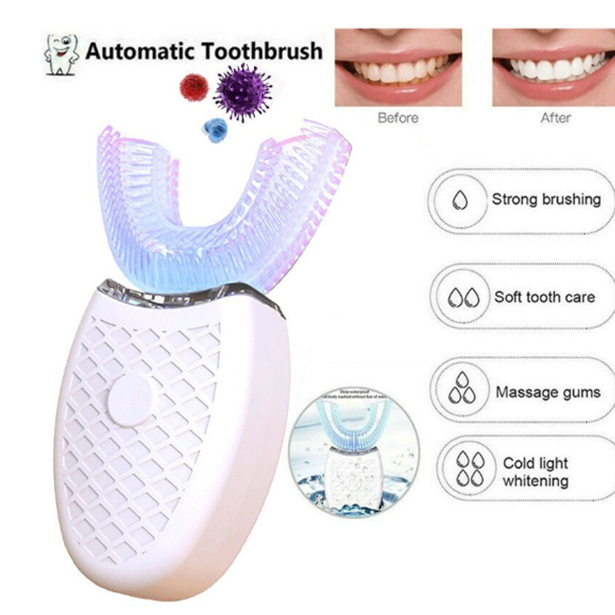 جهاز تنظيف الأسنان الأوتوماتيكى + جل التبييض الفورى