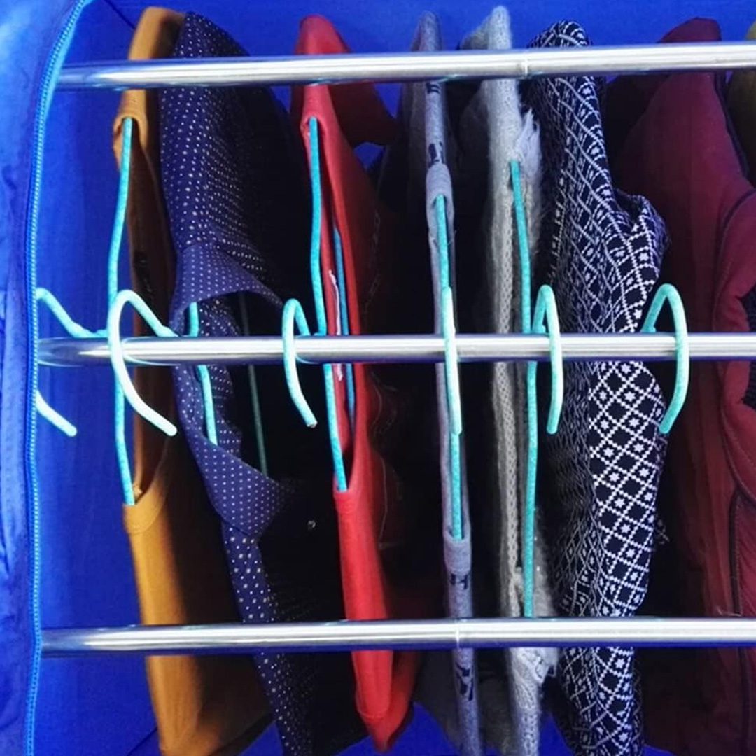 استاند حمام ثلاثة ارفف+مجفف الملابس القابل للطي الصورة 4