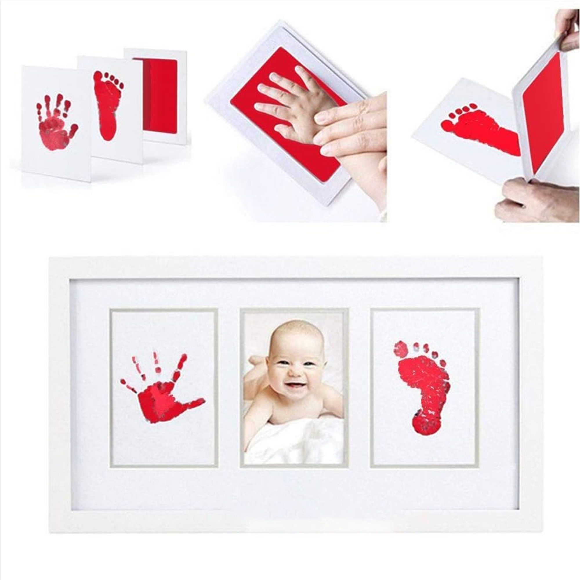 • طابعة بصمة يد وقدم الطفل لون أحمر