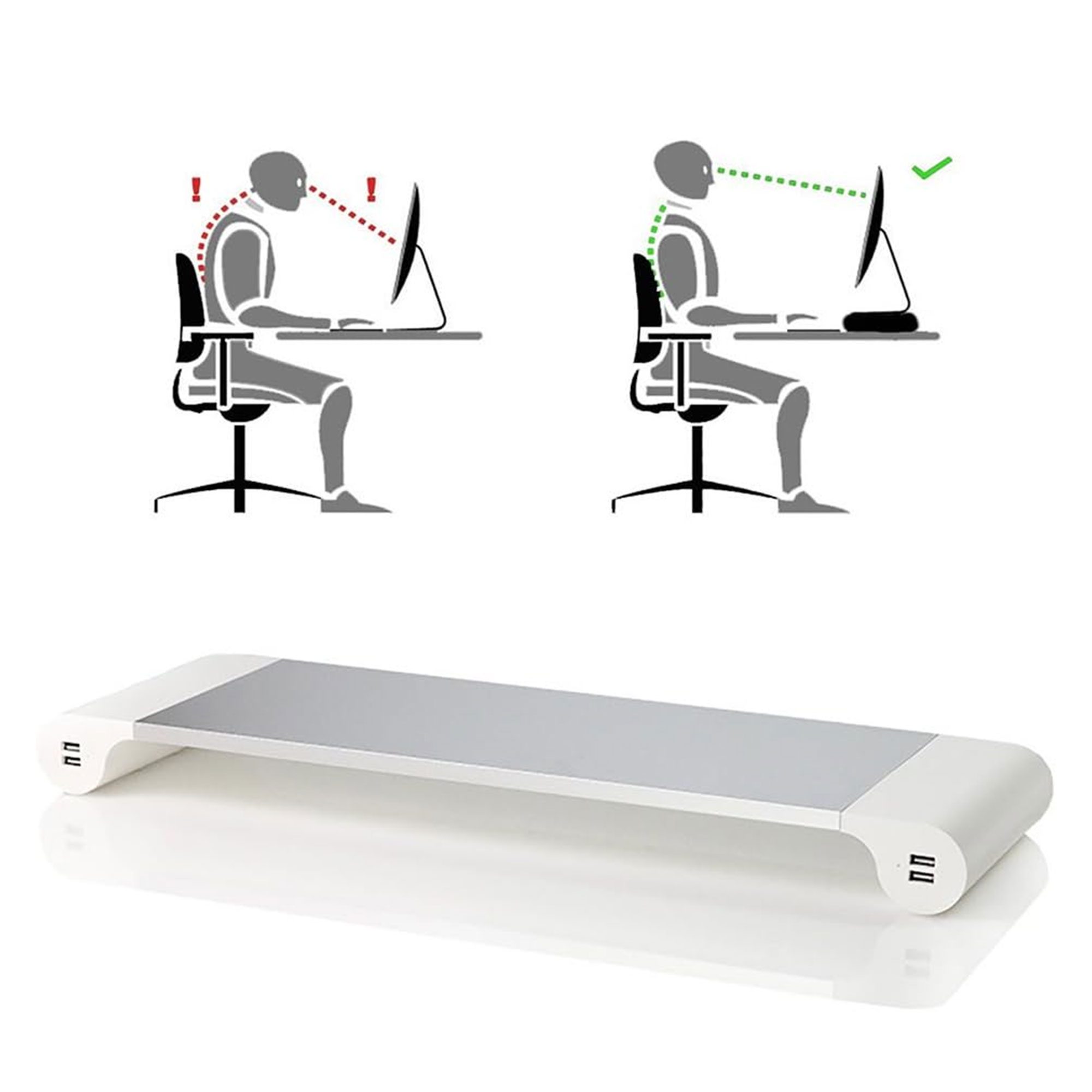 حامل لابتوب وكمبيوتر للمكتب مع 4 منافذ بيانات وشحن USB الصورة 2