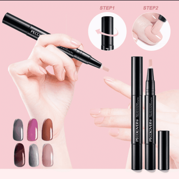 6 قطع من اقلام طلاء الاظافر جل 3 في 1  يدوم طويلا للنساء والفتيات