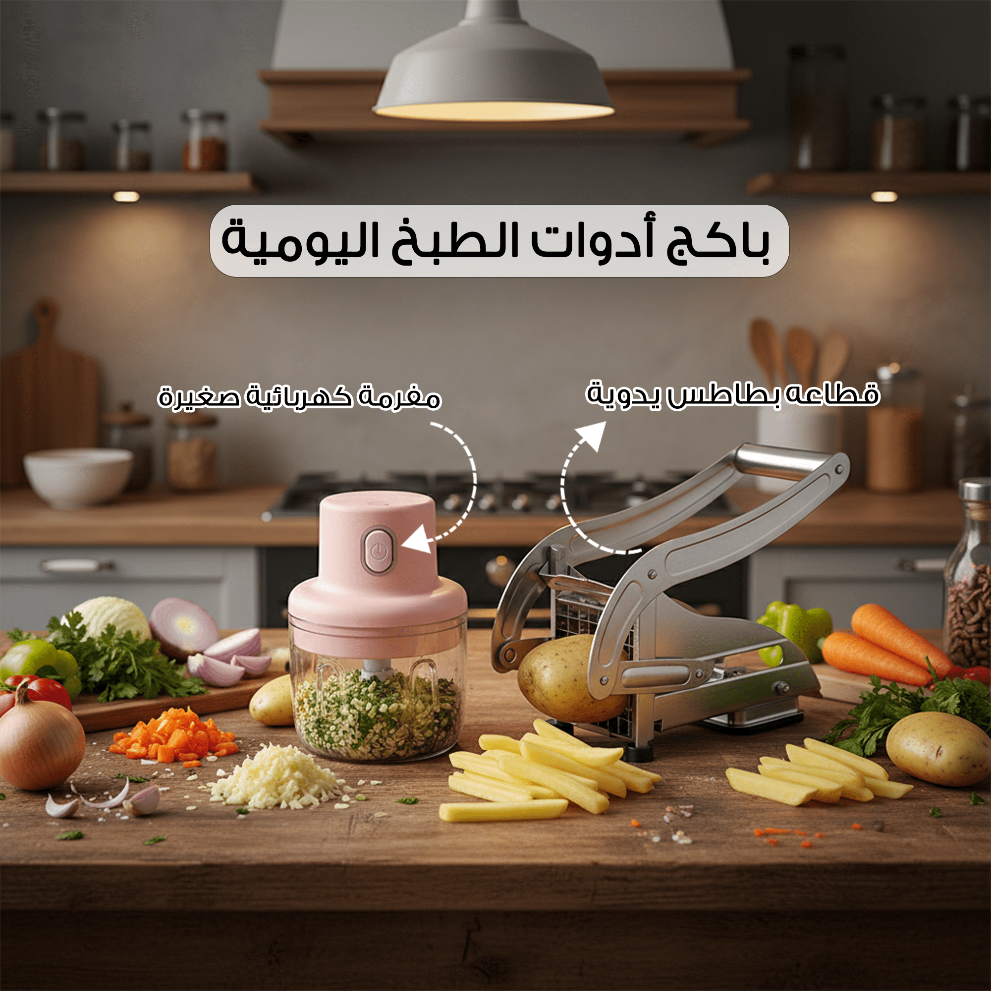 باكج أدوات الطبخ اليومية ( قطاعه بطاطس يدوية + مفرمة كهربائية صغيرة ) الصورة 7