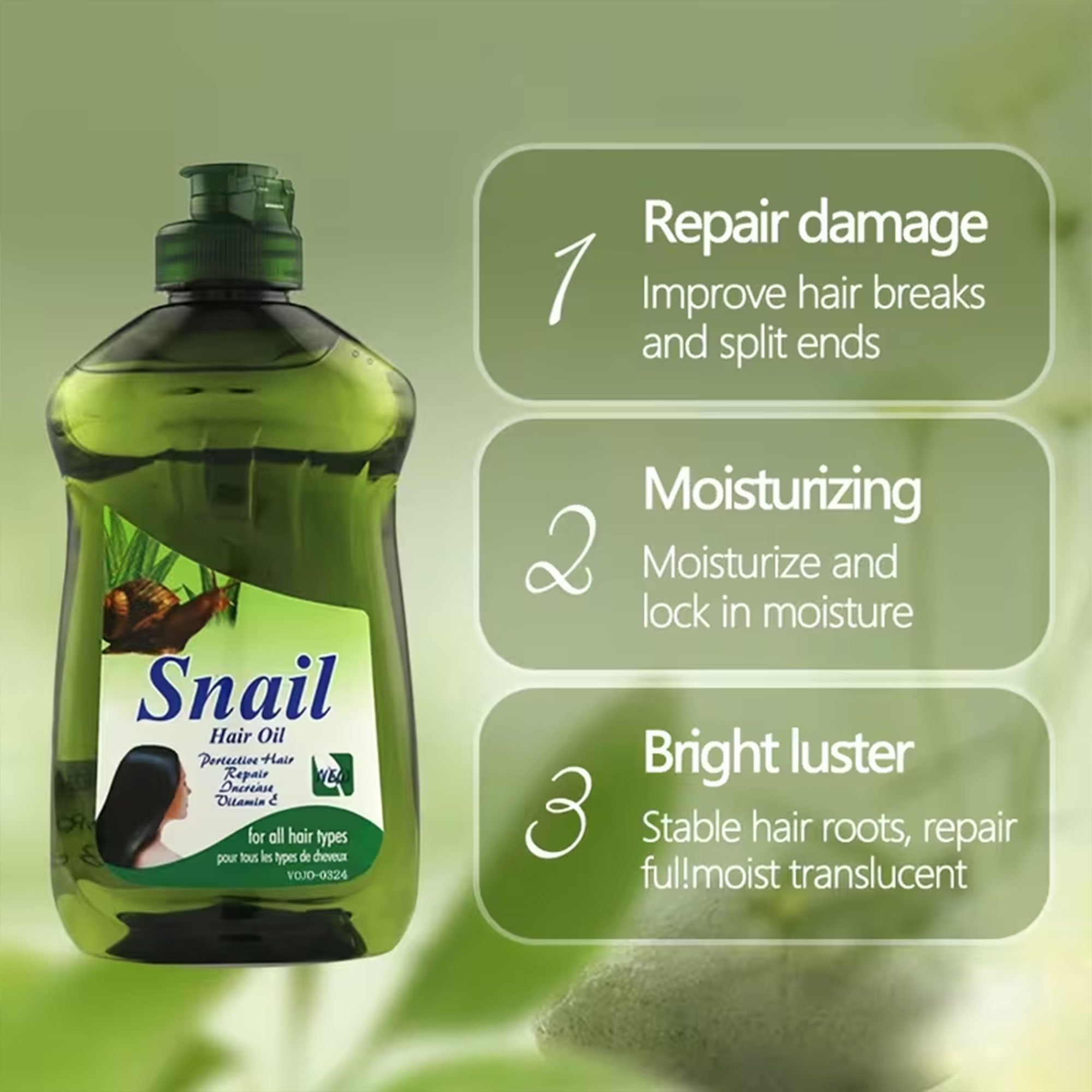 زيت شعر الحلزون مع خلاصة الصبار ومخاط الحلزون الصورة 3