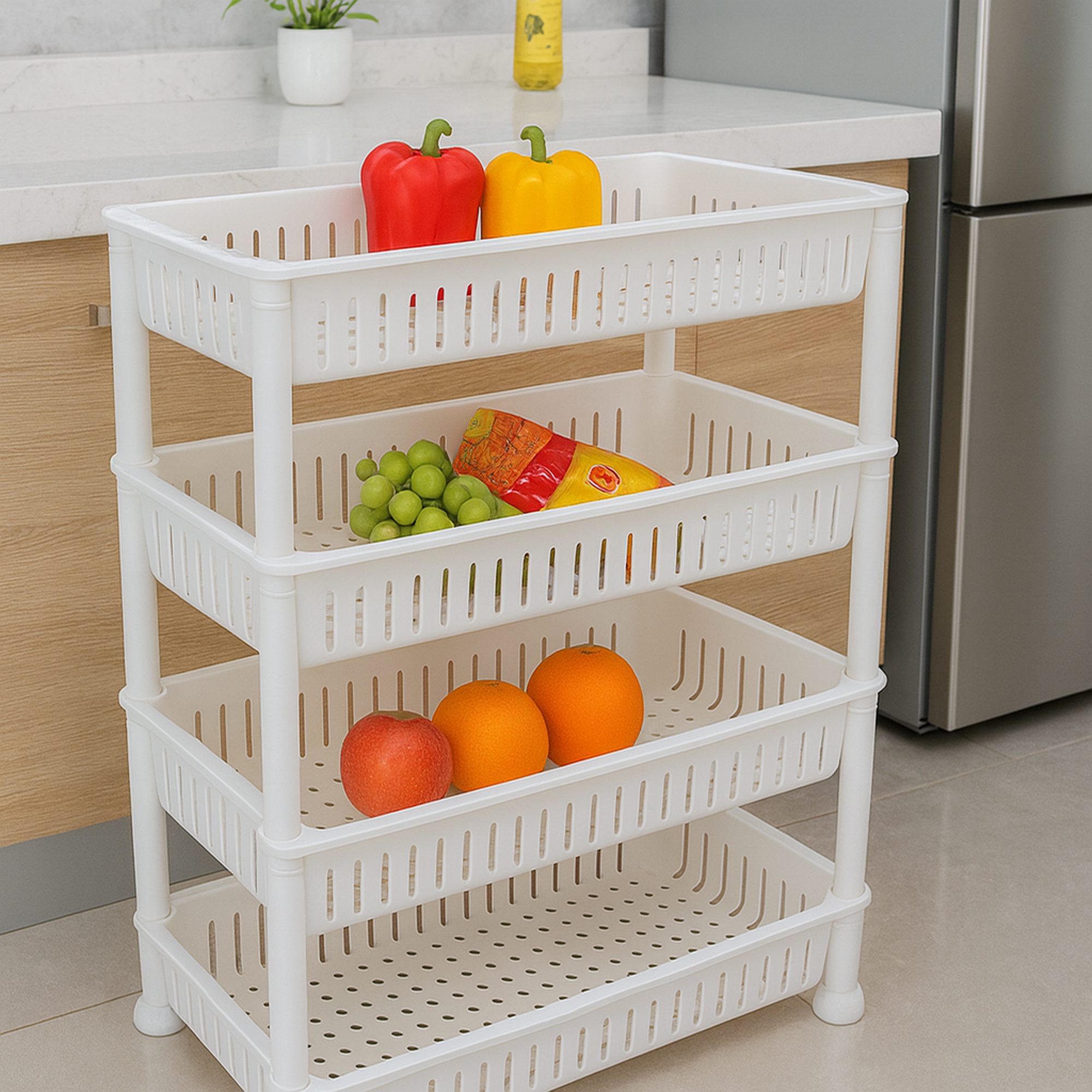 عربة تخزين منزلقة من اربعة دور متحركة