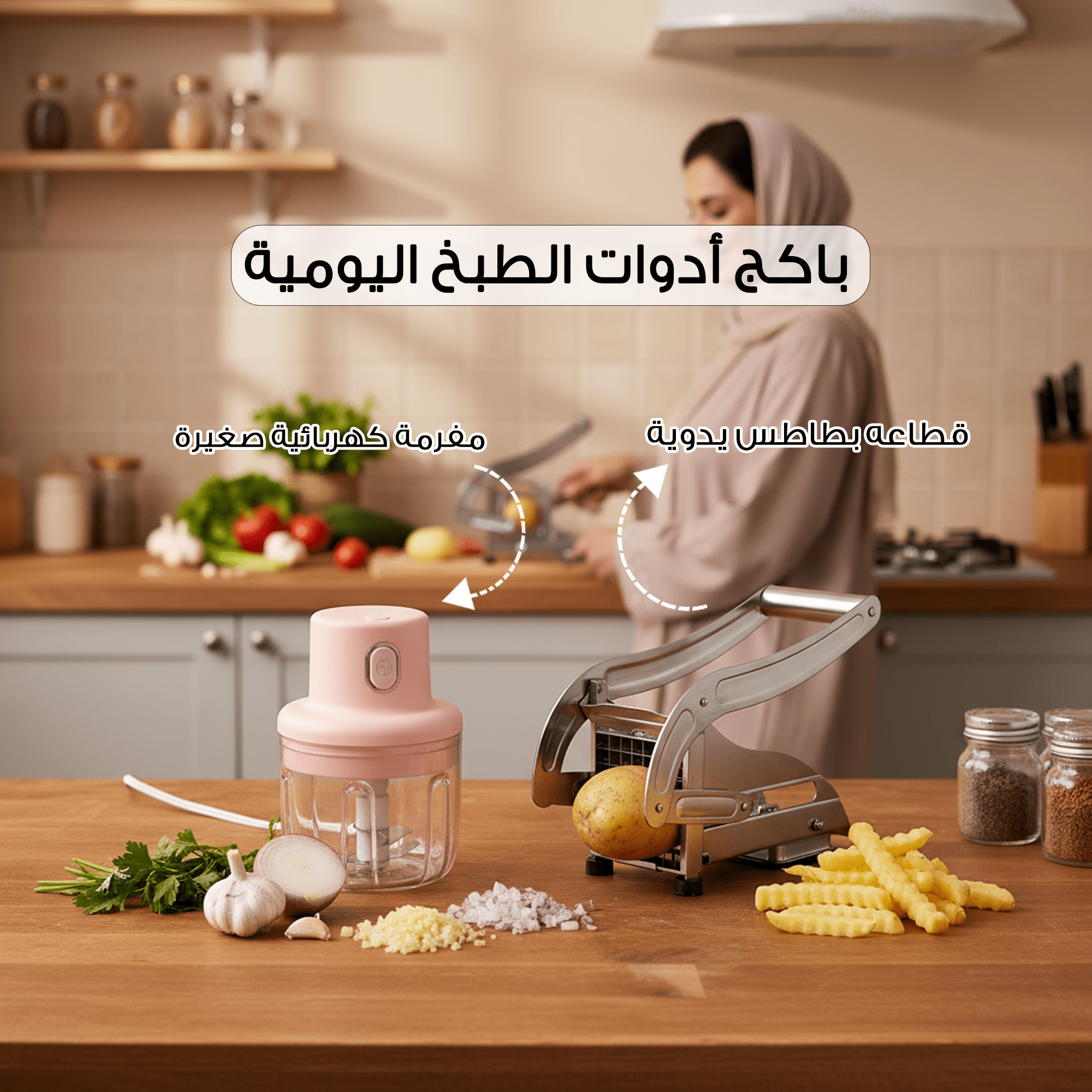 باكج أدوات الطبخ اليومية ( قطاعه بطاطس يدوية + مفرمة كهربائية صغيرة ) الصورة 8