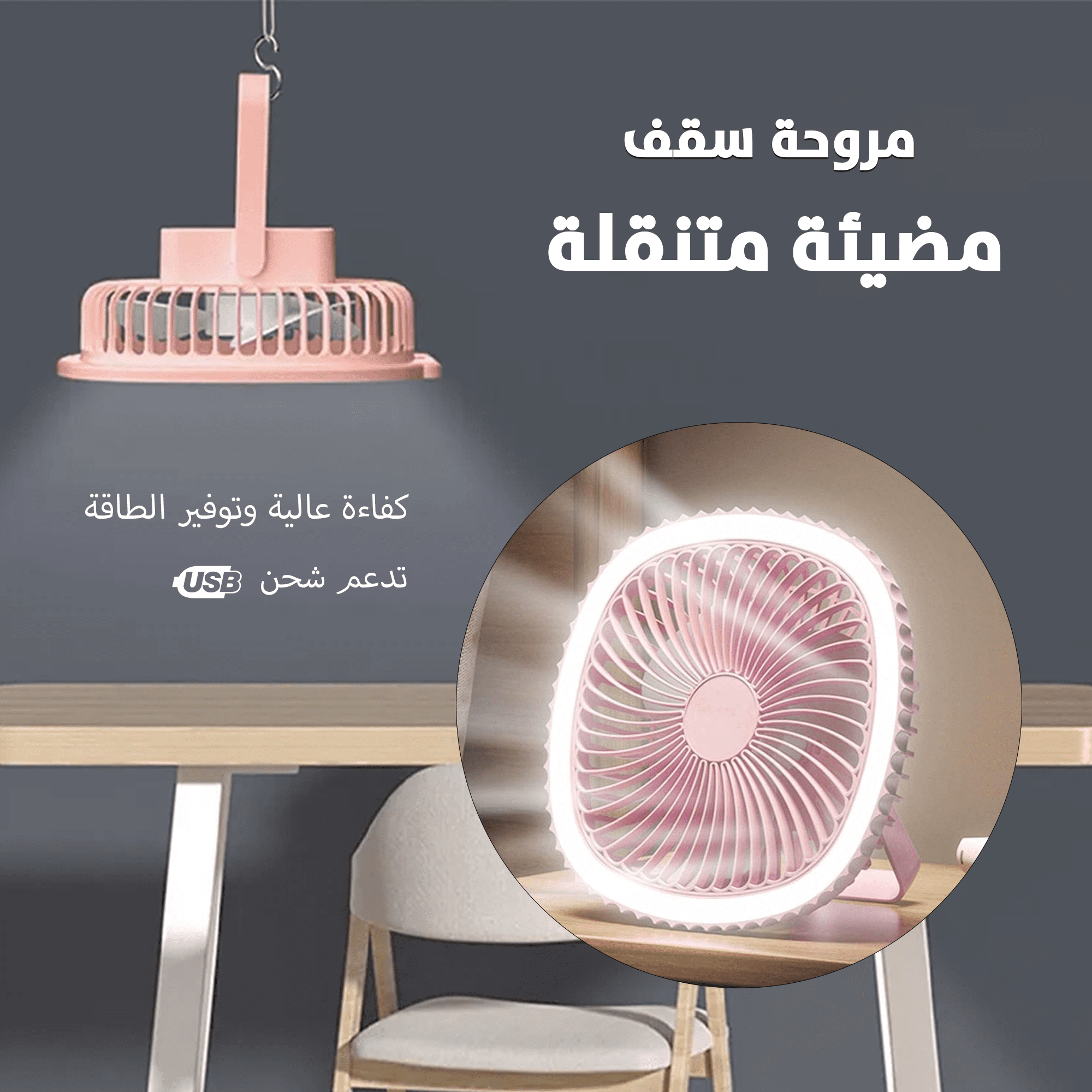 مروحة سقف مضيئة متنقلة الصورة 6